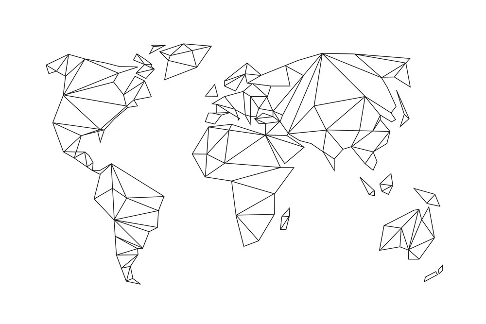Geometrical World Map White - Fotografia Fineart di Studio Na.hili