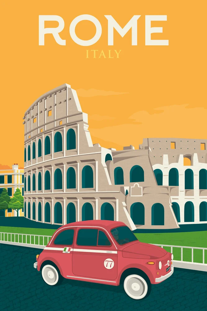 Arte della parete di viaggio vintage del Colosseo a Roma - Fotografia d'arte di François Beutier