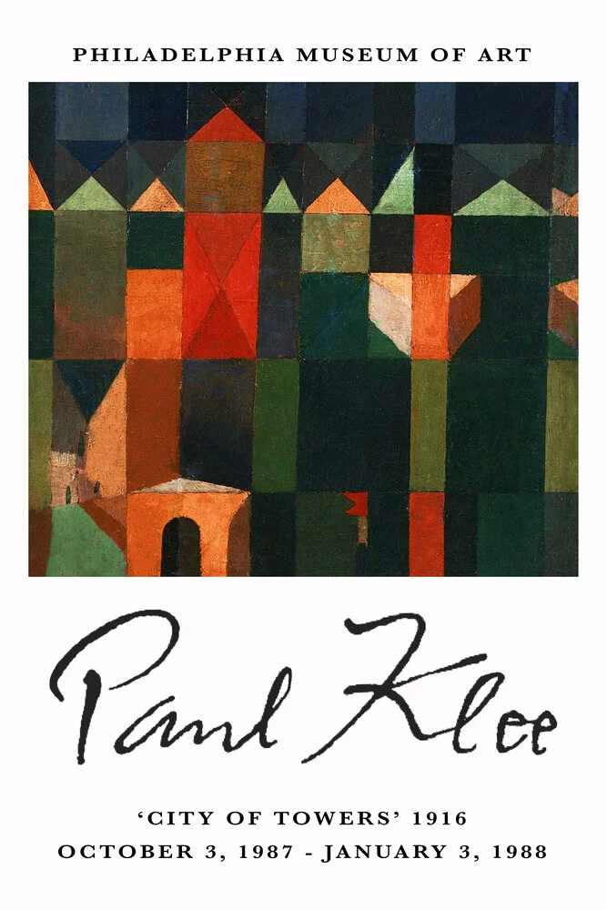 La città delle torri - Paul Klee Ausstellungsposter - Fotografia Fineart di Art Classics