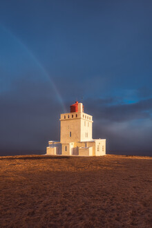 Jean Claude Castor, Isola Dyrholaey Leuchtturm mit Regenbogen
