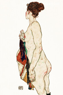 Art Classics, Egon Schiele: Donna nuda in piedi con un abito fantasia (Austria, Europa)