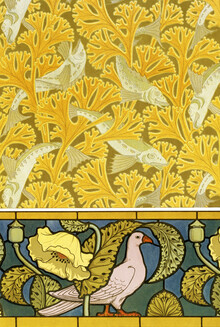 Art Classics, Maurice Pillard Verneuil: Poisson et algues, papier peint; pigeon et p (Francia, Europa)