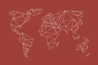 Studio Na.hili, mappa geometrica del MONDO - terracotta rossa terrosa