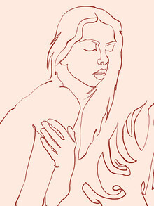 Uma Gokhale, Lueur, donna bohémien moderna nuda tropicale linea arte, minimale