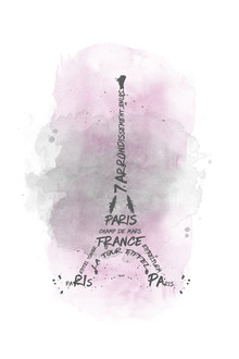 Melanie Viola, Acquerello Arte Torre Eiffel rosa - Francia, Europa)