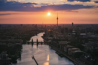 Jean Claude Castor, Skyline di Berlino durante il tramonto (Germania, Europa)