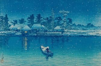 Arte vintage giapponese, Neve a Mukojima di Kawase Hasui