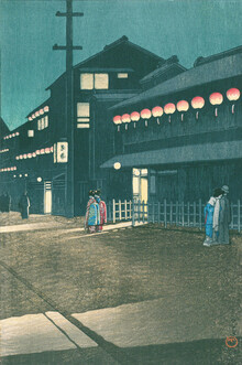 Arte vintage giapponese, serata al Soemoncho, Osaka di Hasui Kawase