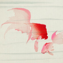 Arte vintage giapponese, pesce d'oro di Ohara Koson