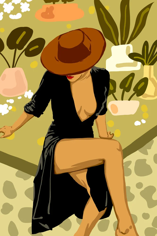 Maak het de moeite waard, High Fashion Brown Woman Illustration - fotokunst von Uma Gokhale