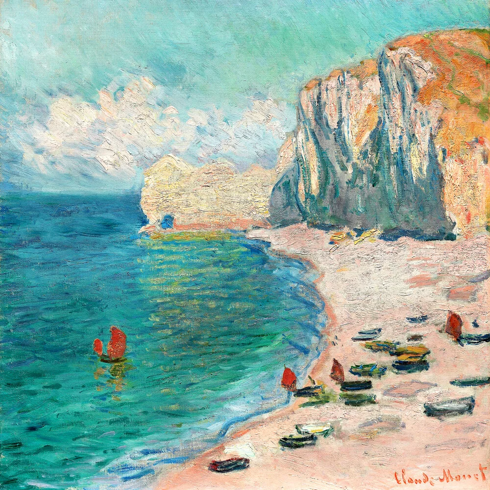 Claude Monet: Der Strand en de Falaise d'Amont - fotokunst van Art Classics