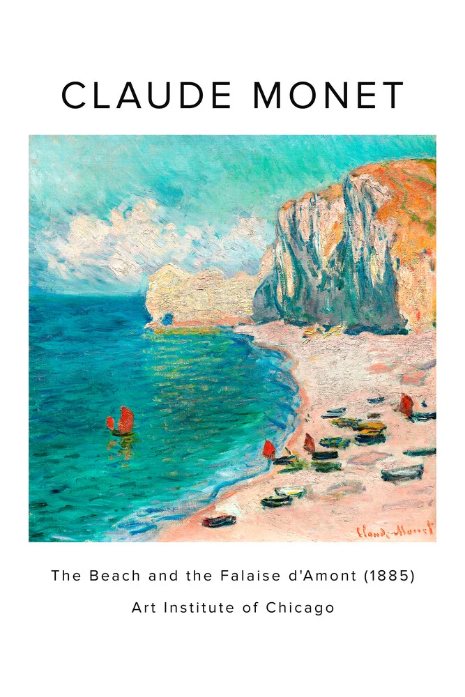 Claude Monet: Der Strand en de Falaise d'Amont - Ausst.poster - fotokunst van Art Classics