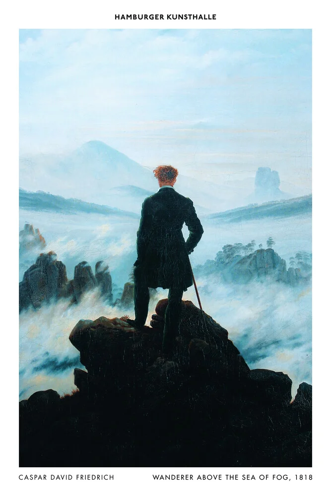 Caspar David Friedrich - der Wanderer over de Nebelmeer - fotokunst von Art Classics