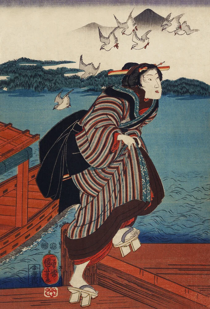 Utagawa Kuniyoshi: Sanbashi geen Onna - fotografie Fineart door Japanese Vintage Art