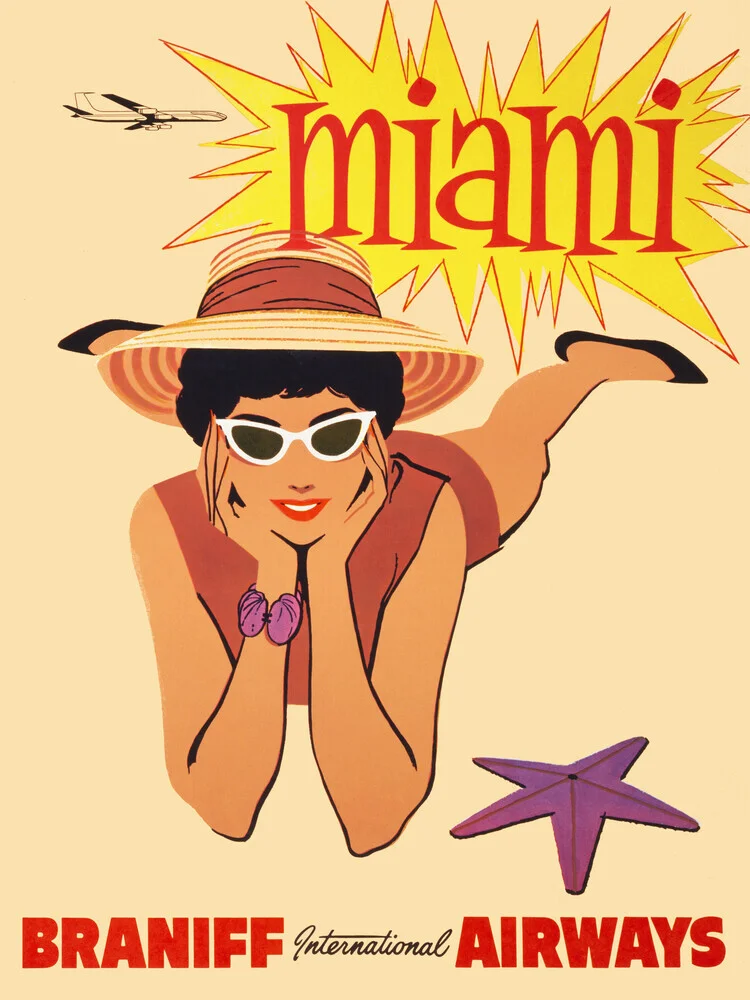 Vintage Illustratie Miami - Fineart-fotografie door Vintage Collection