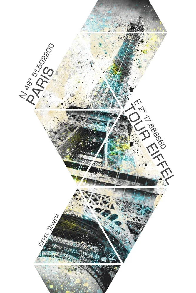 Moderne kunst EIFFEL TOWER Coördinaten - Fineart fotografie door Melanie Viola