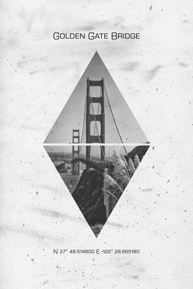 Coördinaten SAN FRANCISCO Golden Gate Bridge - Fineart fotografie door Melanie Viola