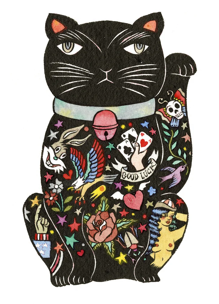 Maneki Cat - Zwart 2 - Fineart fotografie door Rumi Hara