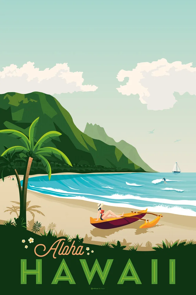 Hawaii Vintage Travel Wandbild - fotokunst van François Beutier