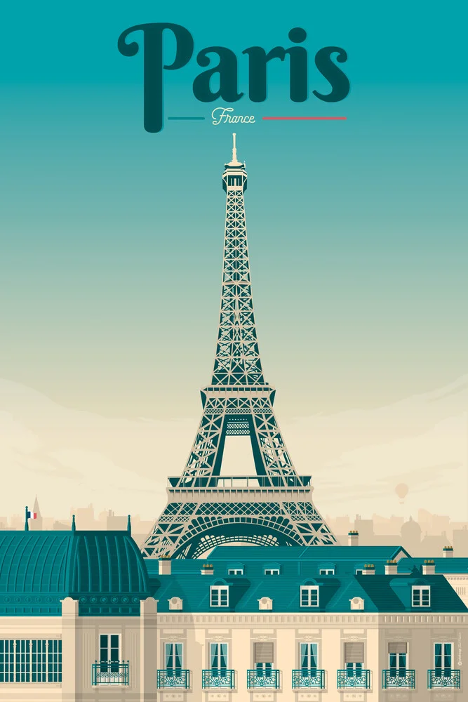 Eiffeltoren Parijs vintage reizen kunst aan de muur - Fineart fotografie door François Beutier