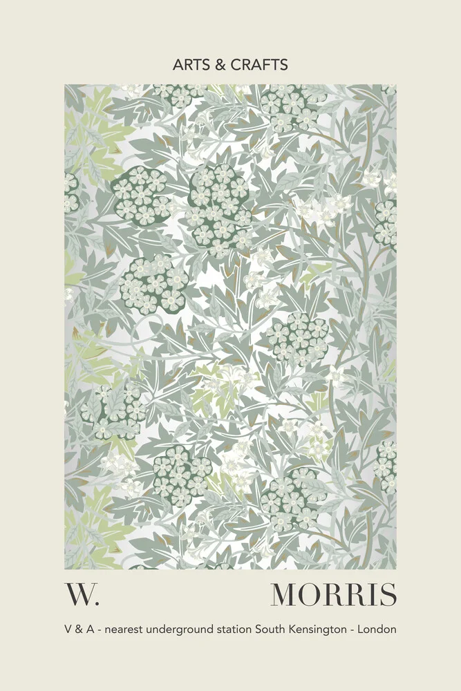 William Morris - grijs/groen blad en bloemmotief - Fineart fotografie door Art Classics