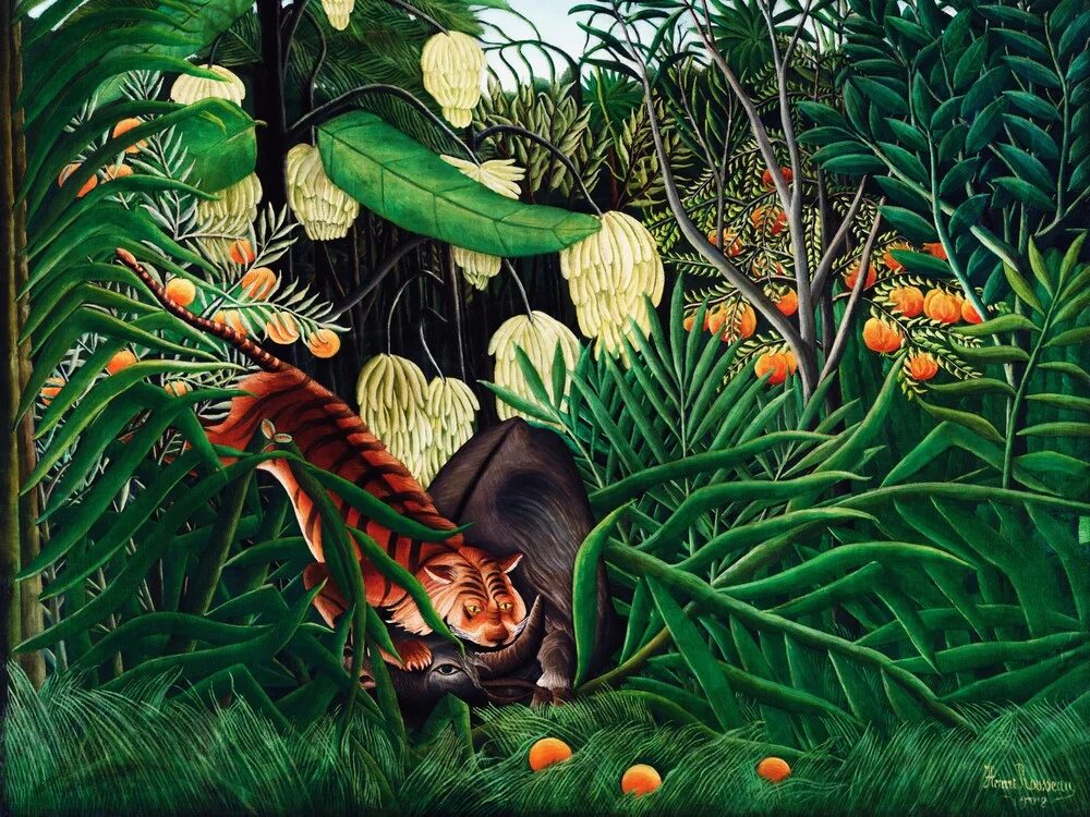 Vecht tussen een tijger en een buffel door Henri Rousseau - Fineart fotografie door Art Classics