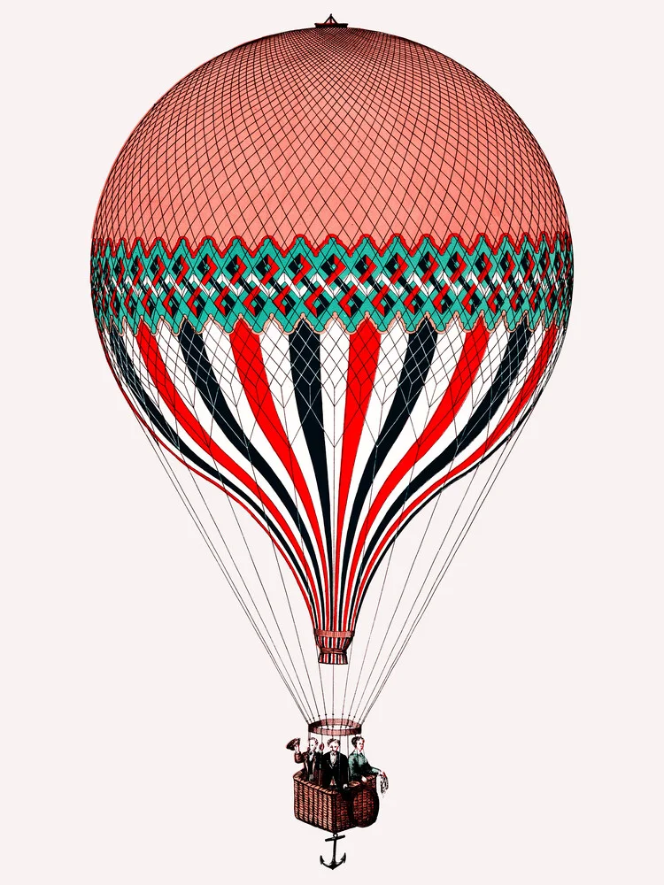 Vintage illustratie hete luchtballon - Fineart fotografie door Vintage Collection