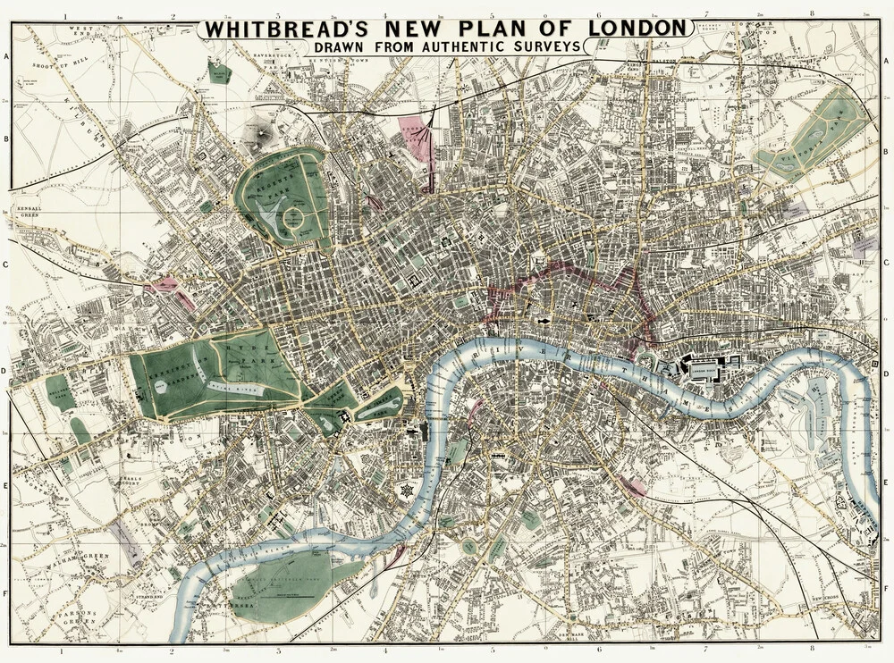 Whitbread's nieuwe plan van Londen - Fineart fotografie door Vintage Nature Graphics