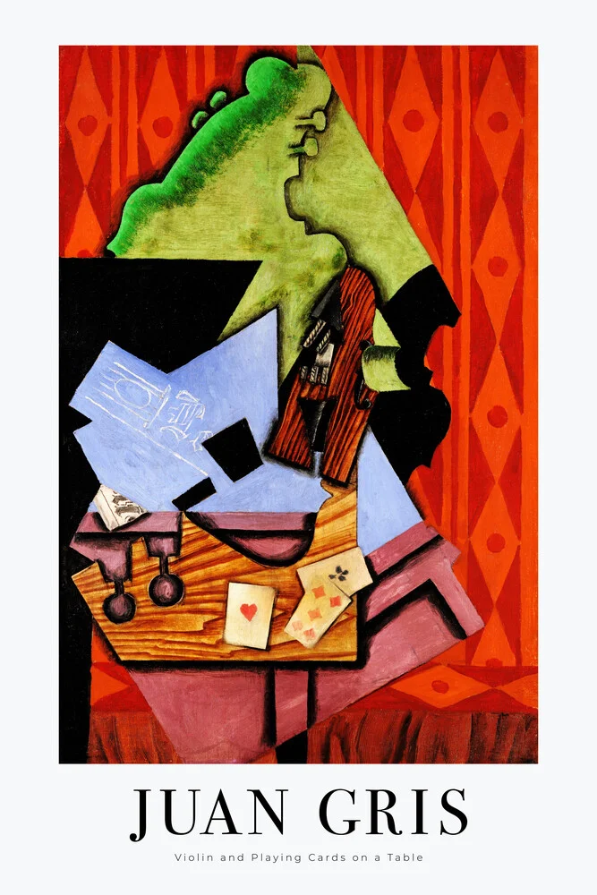 Viool en speelkaarten op tafel door Juan Gris - Fineart fotografie door Art Classics
