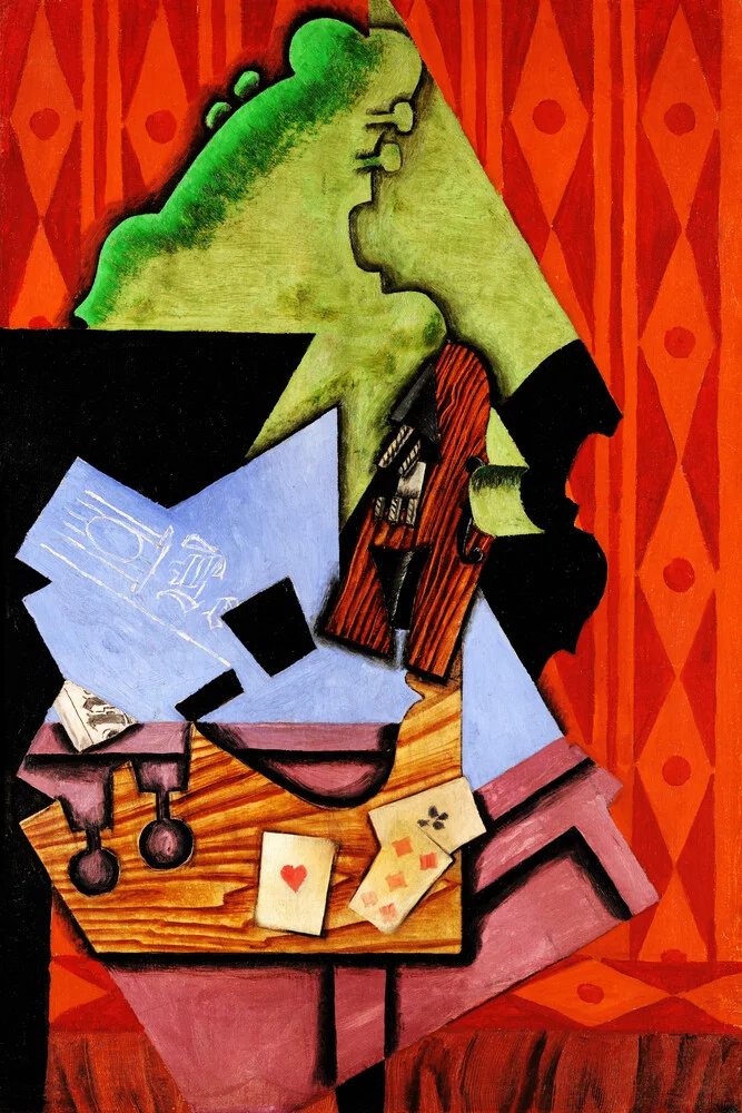 Viool en speelkaarten op tafel door Juan Gris - Fineart fotografie door Art Classics