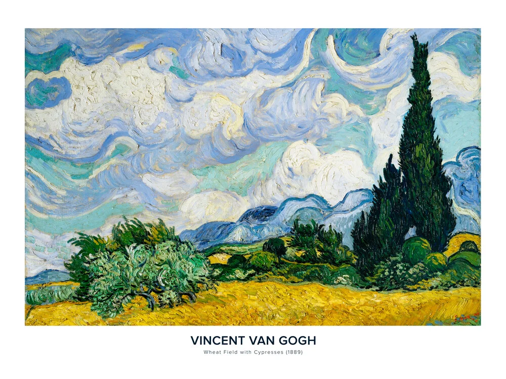Ausstellungenposter Weizenfeld mit Zypressen van Vincent van Gogh - fotokunst van Art Classics