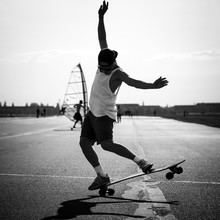 Arno Simons, schaatser op het Tempelhofer Feld - Duitsland, Europa)