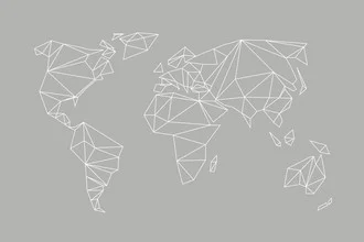 Geometrische wereldkaart grijs - Fineart fotografie door Studio Na.hili
