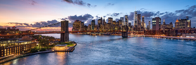 Jan Becke, Brooklyn Bridge bij zonsondergang (Verenigde Staten, Noord-Amerika)