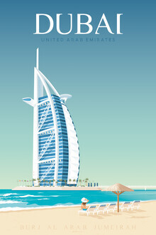 François Beutier, Burj Khalifa Dubai vintage reizen kunst aan de muur (Verenigde Arabische Emiraten, Azië)