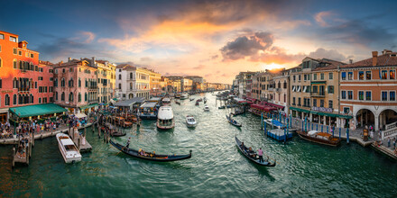 Jan Becke, Zonsondergang bij de Rialtobrug in Venetië (Italië, Europa)