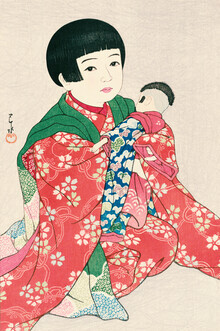 Japanse vintage kunst, portret van een kind #1 door Hasui Kawase (Japan, Azië)