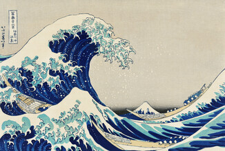 Japanse vintage kunst, Kanazawa Oki Nami Ura door Katsushika Hokusai - Japan, Azië)