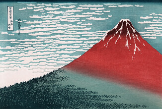 Japanse vintage kunst, gloeiende berg Fuji door Katsushika Hokusai (Japan, Azië)