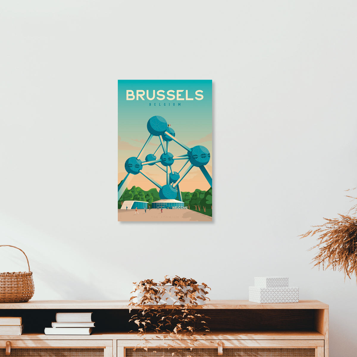 Brussels Poster Belgium skyline Fine Art Print Wall Art Decor Home Gift Colorful Landmarks Europe Travel Handmade souvenir