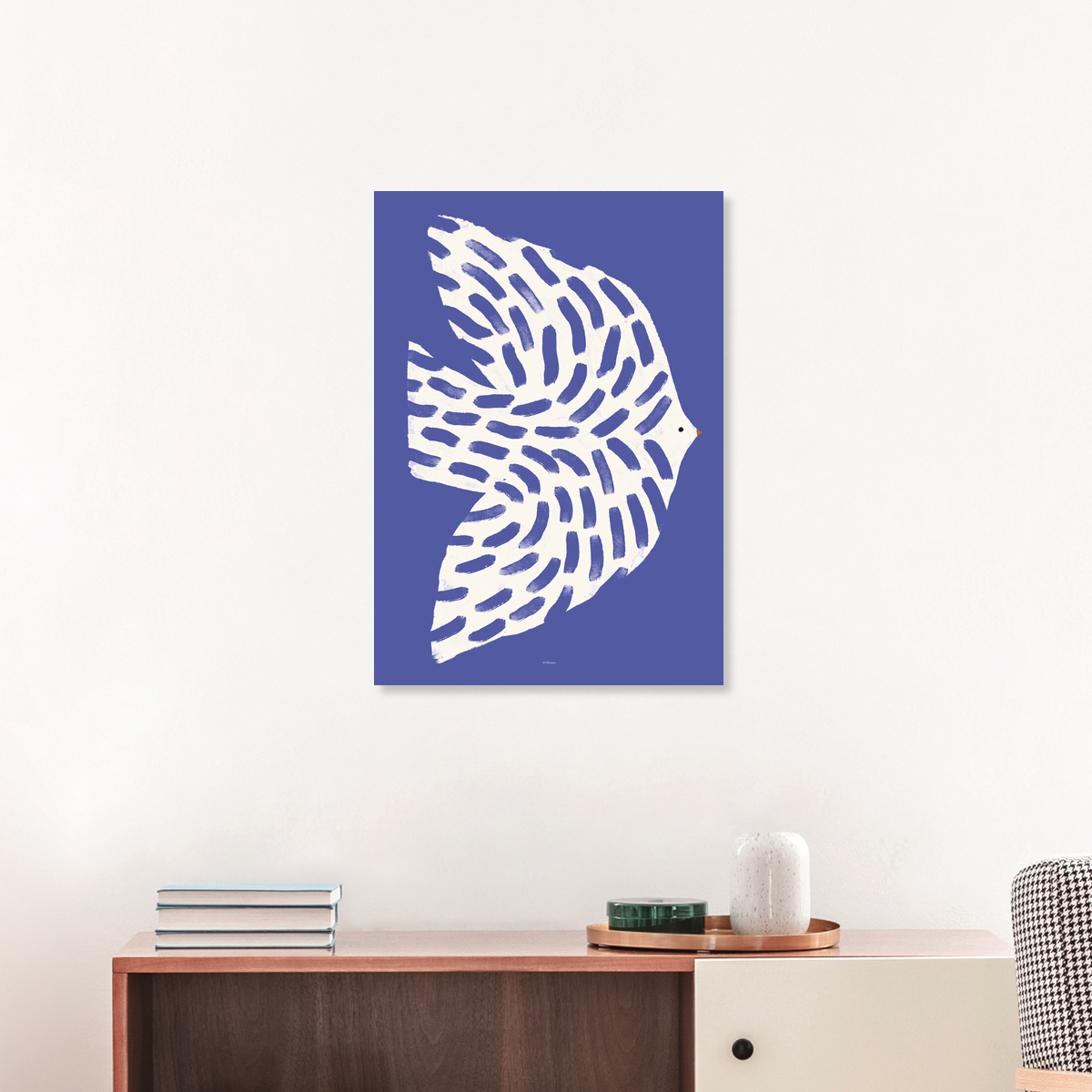 Matías Larraín 'Printed wall art with white bird in flight