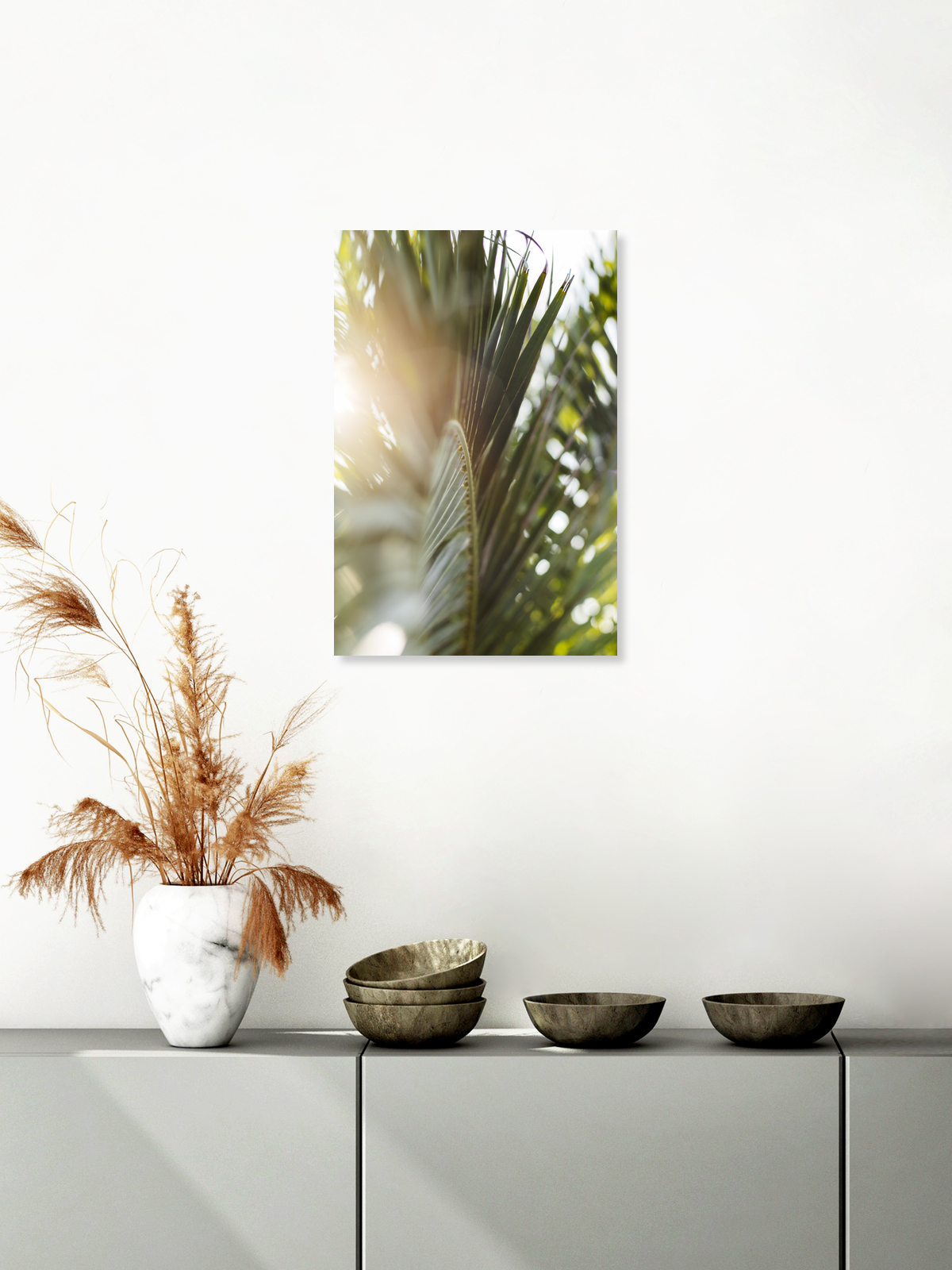 Nadja Jacke Fotokunst Palme Palmenwedel leuchtet im Nadja Jacke Fotokunst Palme Palmenwedel leuchtet im