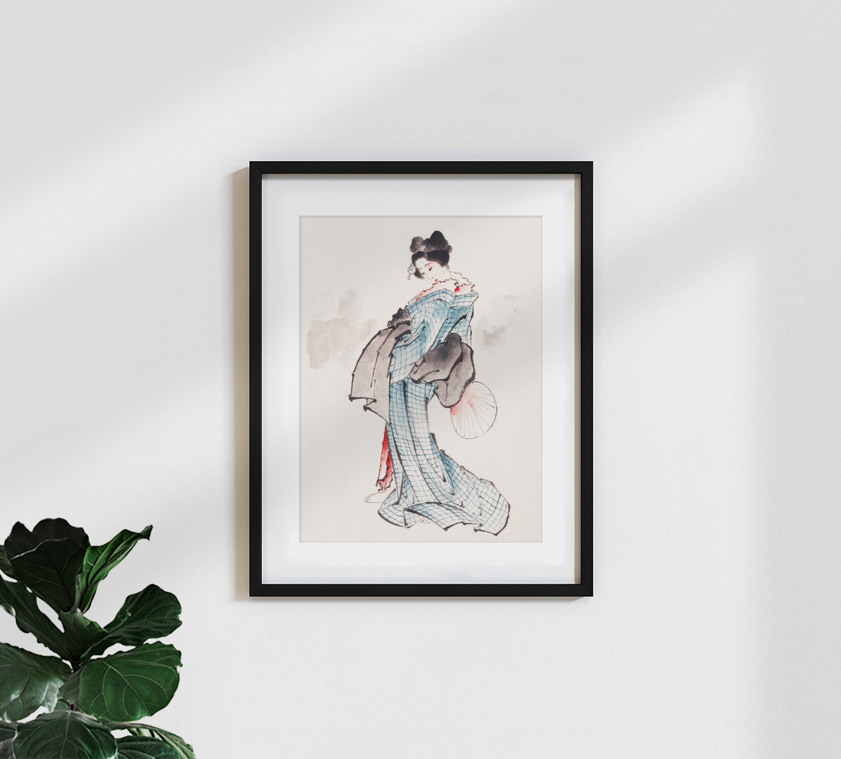 Japanese Vintage Art wall art - 'Woman in Kimono by