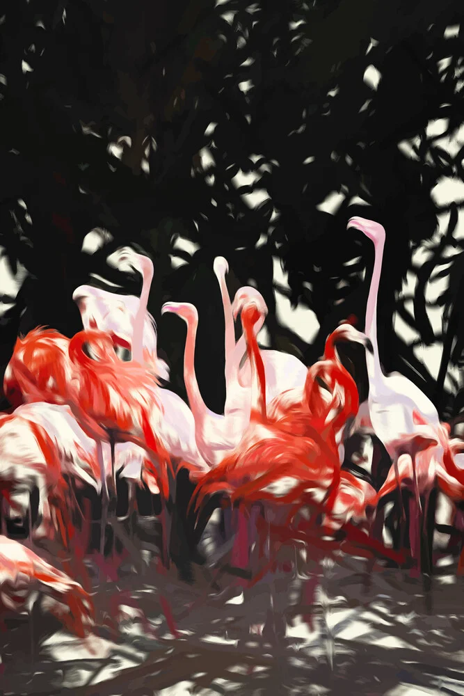 Flamingoes Under The Banyan Tree - fotokunst von Uma Gokhale