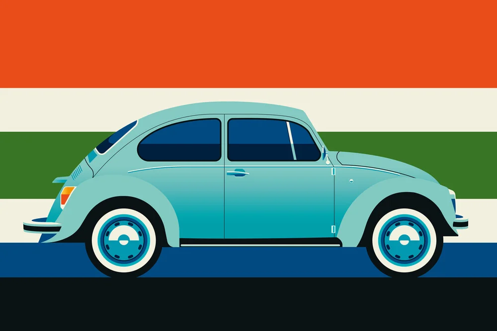 Blue Vintage Beetle - fotokunst von Bo Lundberg