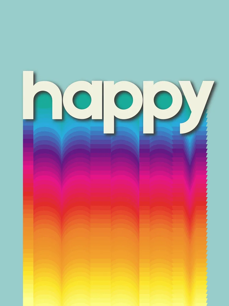 HAPPY - retro rainbow typography - Fineart photography by Ania Więcław