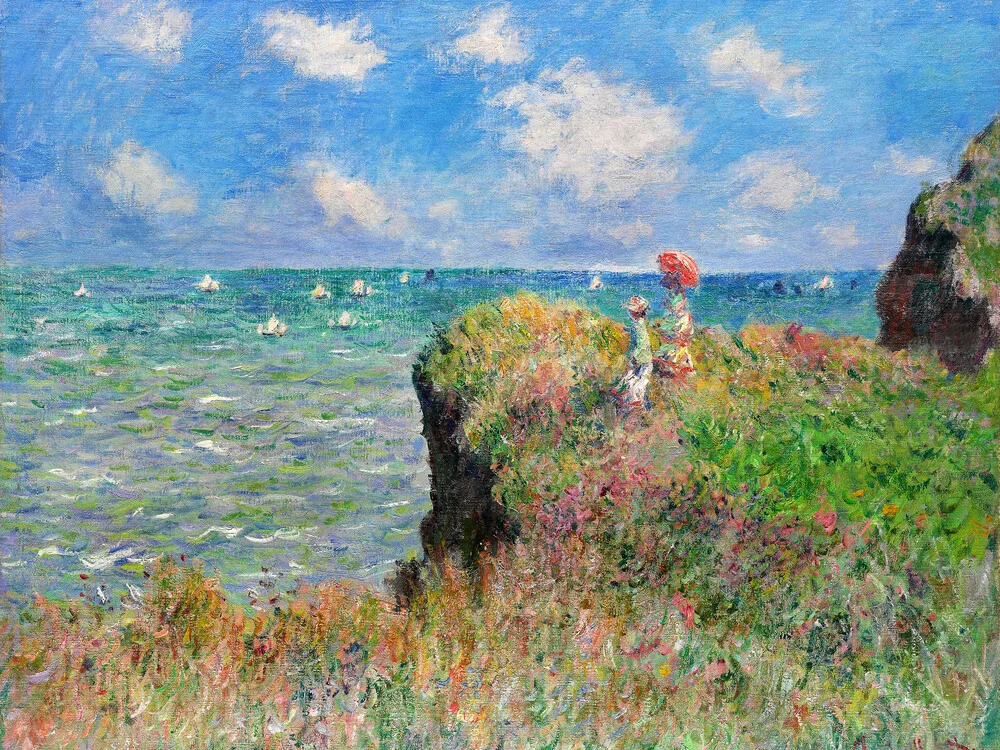 Claude Monet: Klippenwanderung in Pourville - fotokunst von Art Classics