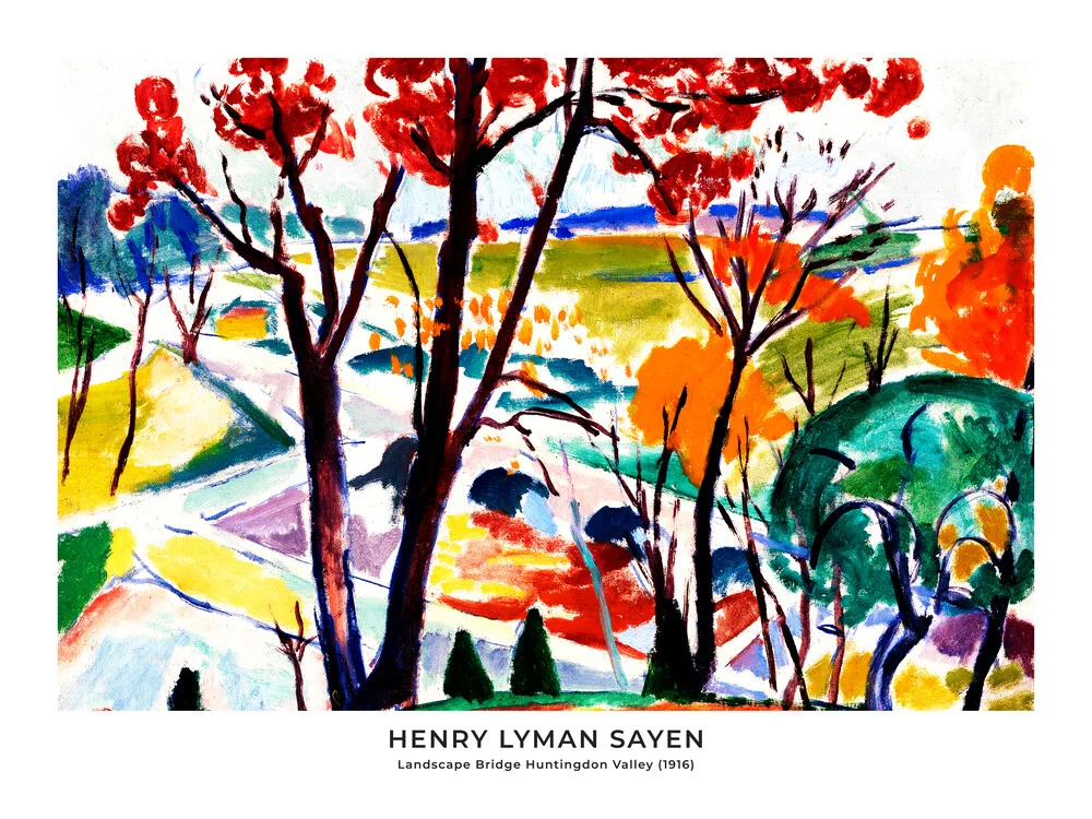 Henry Lyman Saÿen: Landscape Bridge Huntingdon Valley - exh. poster - Fineart photography by Art Classics