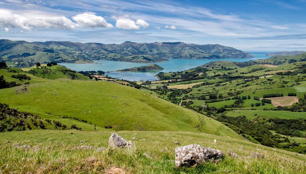 Ausblick auf die Banks Peninsula, Neuseeland - fotokunst von Kai Schneiders