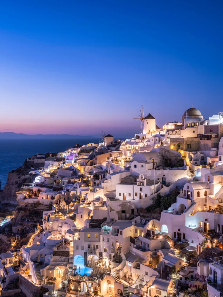 The village Oia at night - Fineart photography by Jan Becke